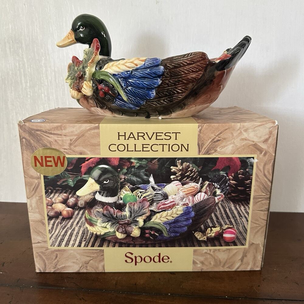 Spode Harvest Collection Duck Candy Dish Mallard 2011 Original Box Figural NOS